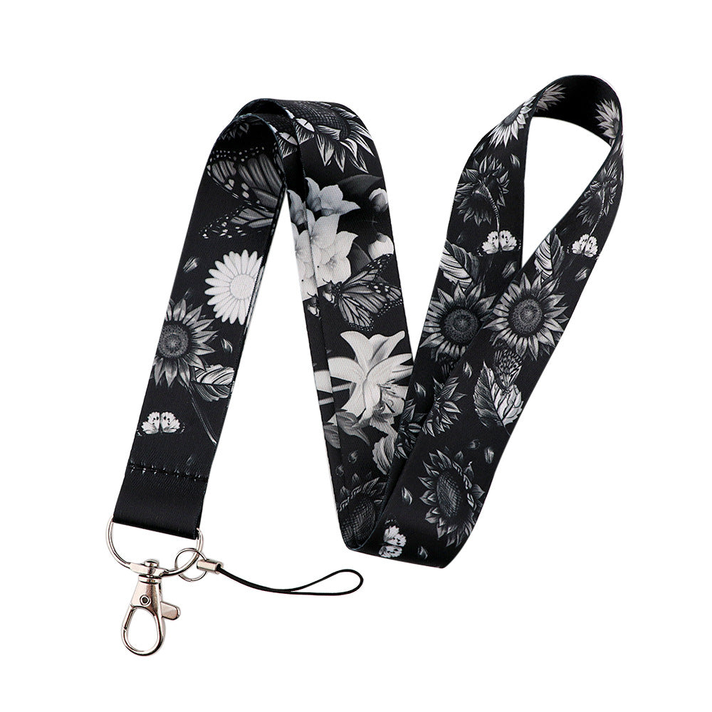 Wholesale Polyester Sunflower Mobile Phone Lanyard Keychain